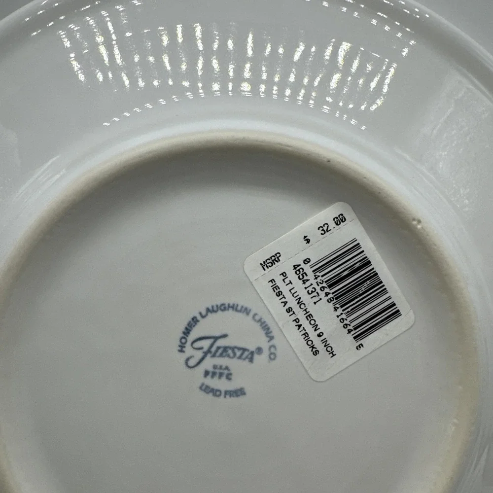 Fiestaware St Patricks Lunch Plate Fiesta White 9 inch Luncheon NEW #1